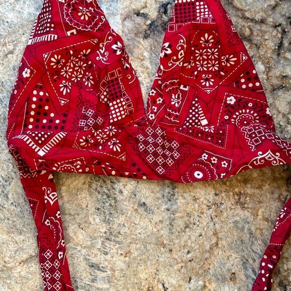 Vintage handmade Red Bandana Print Top - Picture 2 of 5